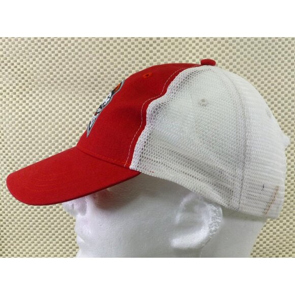Charlotte Checkers Hockey Red & White Mesh Snapback Trucker Hat By AMG - Picture 4 of 7